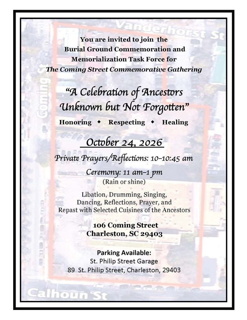 Invitation to The Coming Street Commemorative Gathering on Oct. 24, 2026 at 10 a.m. at 106 Coming St. 